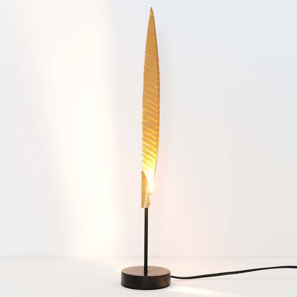 Tischleuchte Penna Eisen Gold-Braun-Schwarz mit elegantem Design und Kontrastfarben.