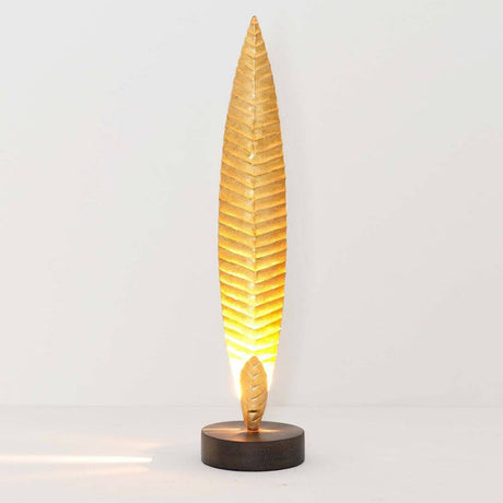 Table lamp Penna iron gold-brown-black with unique leaf-shaped design and elegant illumination