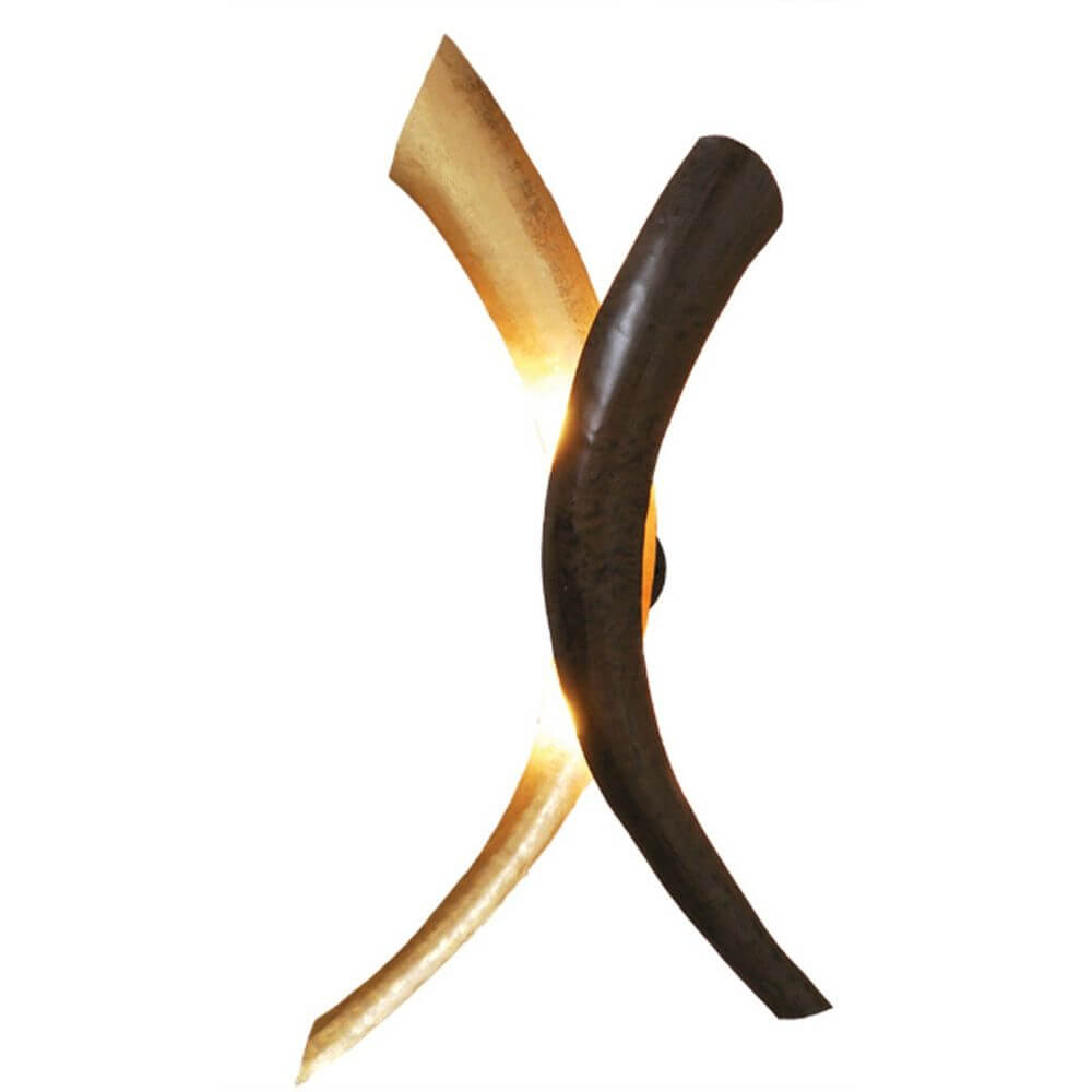 Wandleuchte 2-flammig Serpente Duetto Eisen Braun-Schwarz-Gold mit ansprechendem Design und warmem Licht.