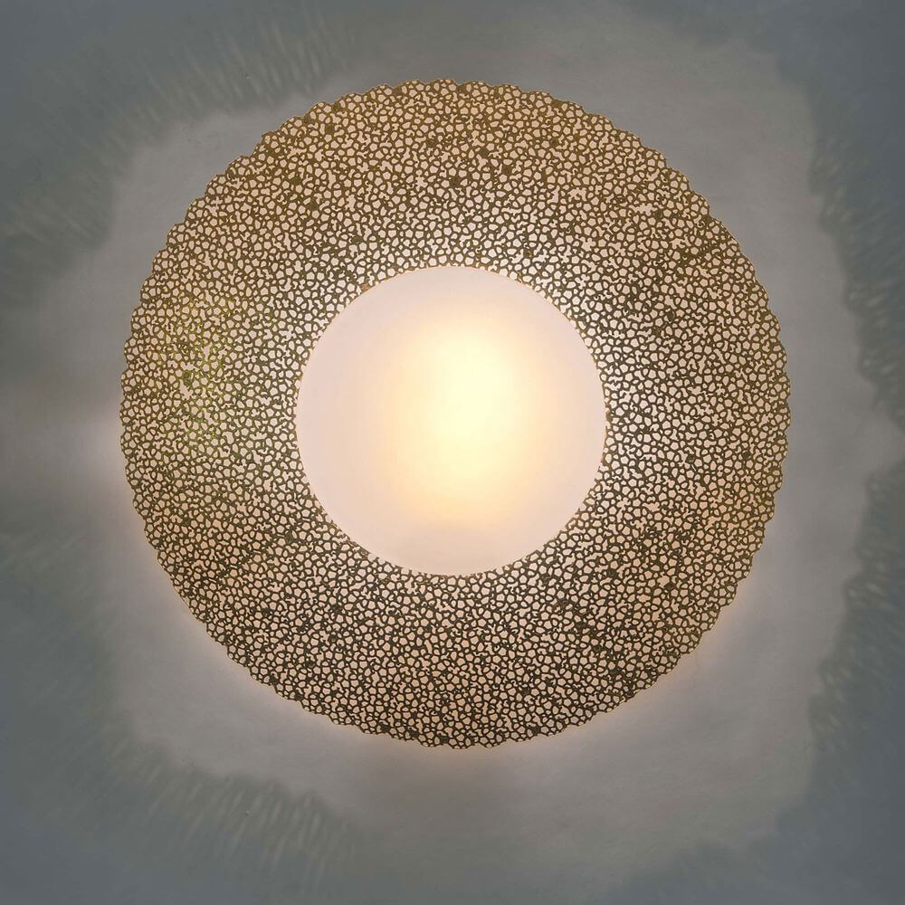 Wandleuchte 2-flammig, 90 cm Utopistico Grande, aus Eisen und Glas in Gold, stilvolles Design für jeden Raum.