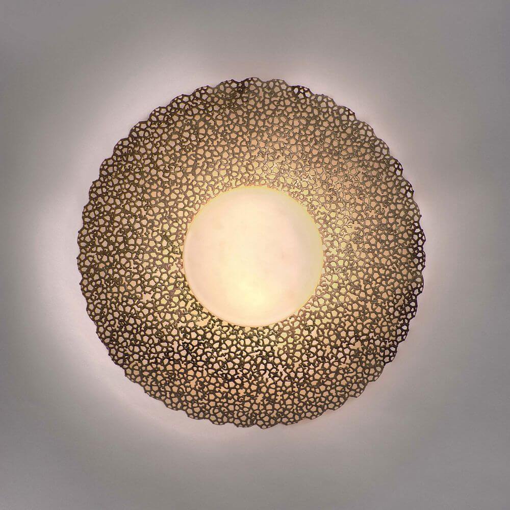 Wandleuchte 2-flammig Utopistico Piccola Eisen-Glas Gold mit filigranem Design und warmem Licht.