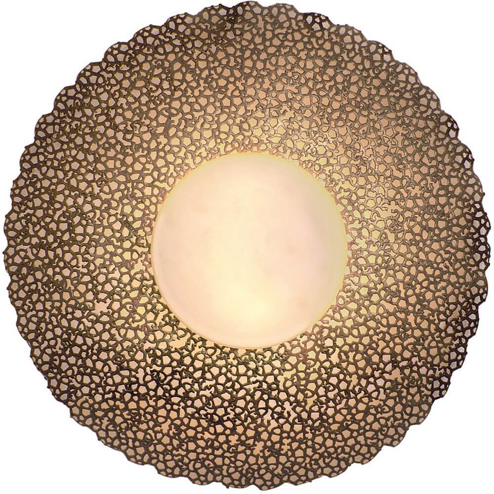 Wandleuchte 2-flammig Utopistico Piccola Eisen-Glas Gold mit dekorativem Design und warmem Lichtschein.