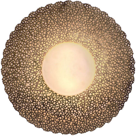 Aplique de pared de 2 luces Utopistico Piccola de hierro y vidrio dorado con diseño decorativo y una cálida luz ambiente.