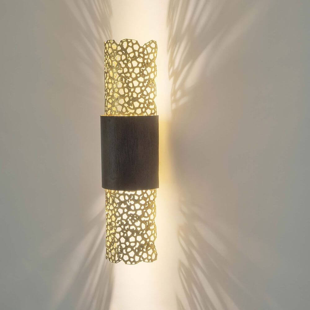Wandleuchte 2-flammig Palazzo Eisen Braun-Schwarz-Gold mit kunstvollem Design und sanfter Beleuchtung.