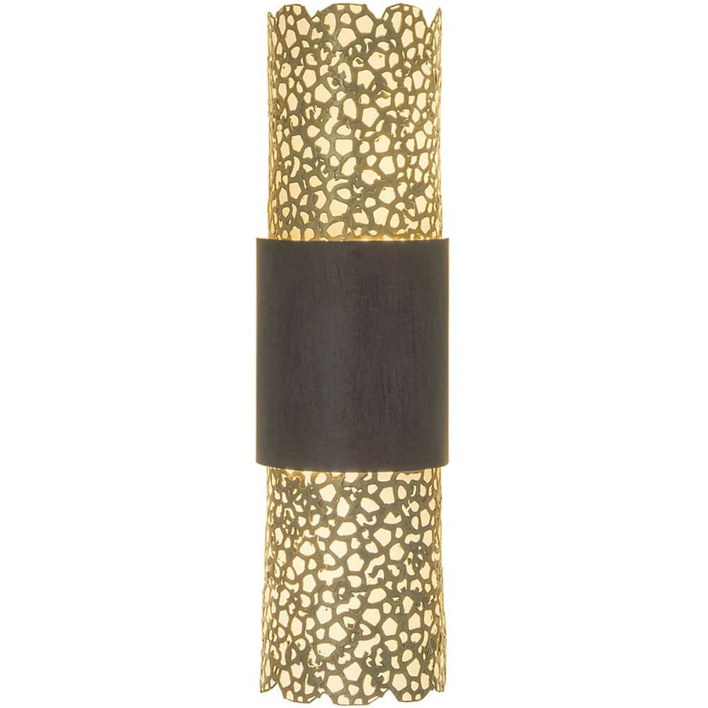 Wandleuchte 2-flammig Palazzo Eisen Braun-Schwarz-Gold mit dekorativem Metalldesign und warmem Licht.
