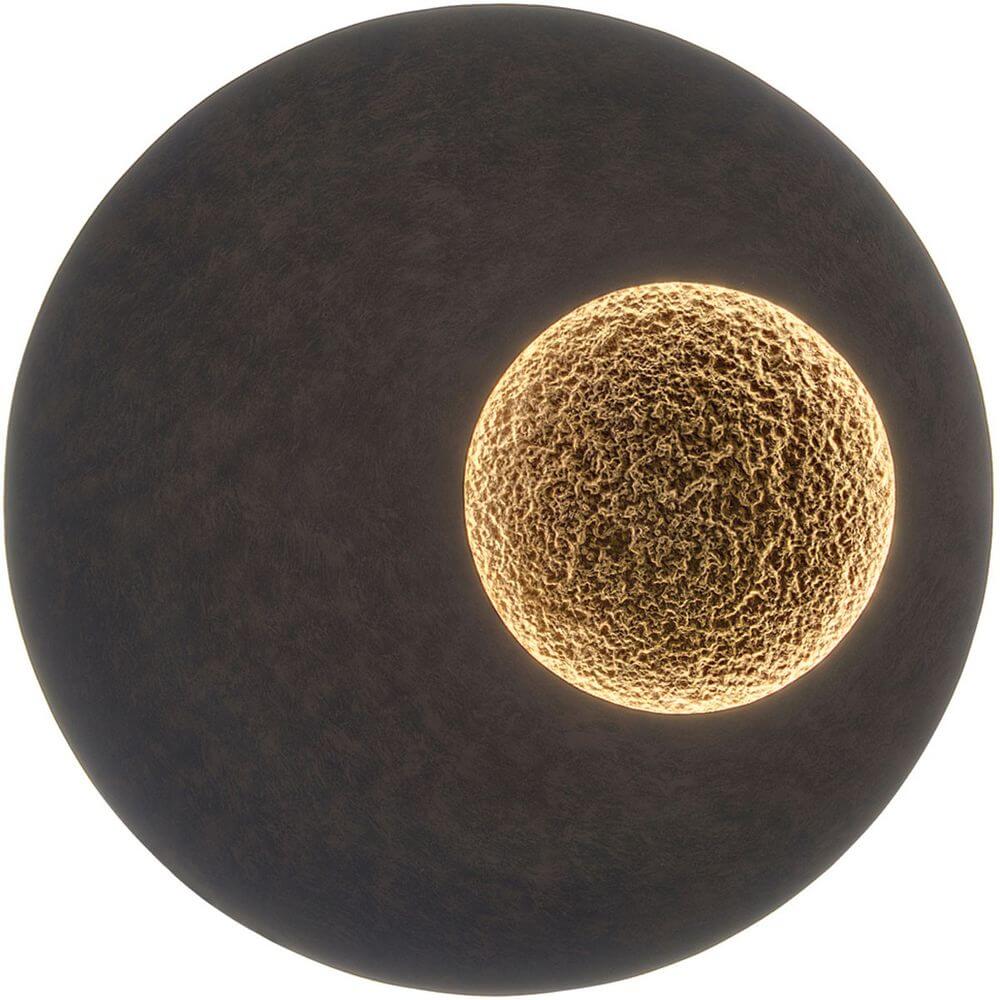 Wandleuchte Luna Rund Gross Eisen Braun-Schwarz-Gold mit einem einzigartigen, modernen Design.