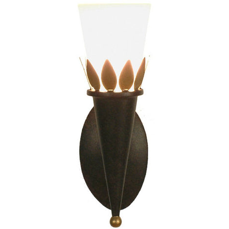 Væglampe Torcia Foglie jern-glas brun-sort-guld med et elegant design og varmt lys.