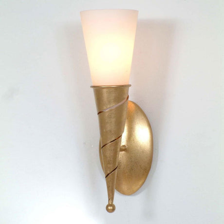 Applique Innovazione en fer-verre doré avec un design élégant doré et un abat-jour en verre dépoli