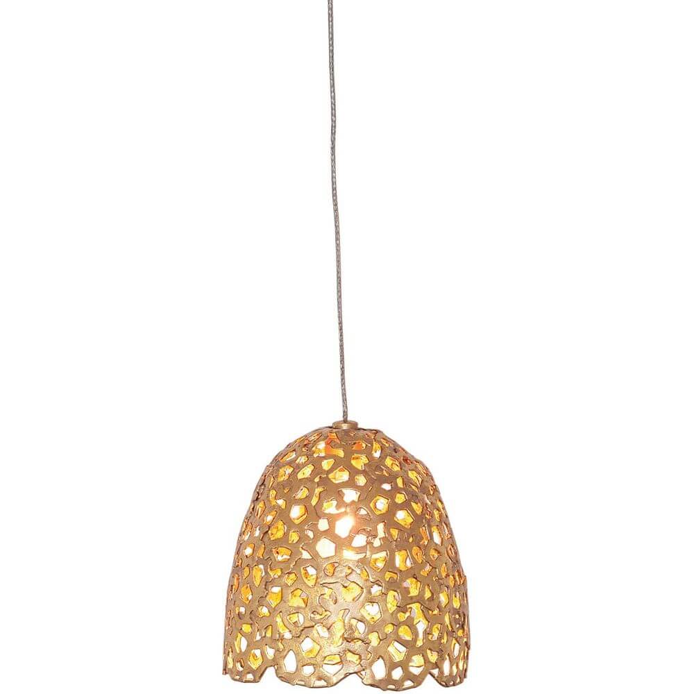 Taklampe for skinnesystem Lily Piccolo jern gull med kunstnerisk design og varmt lys.