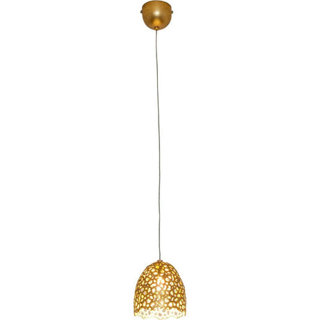 Lámpara colgante Lily Piccolo de hierro en dorado con diseño delicado colgando del techo.