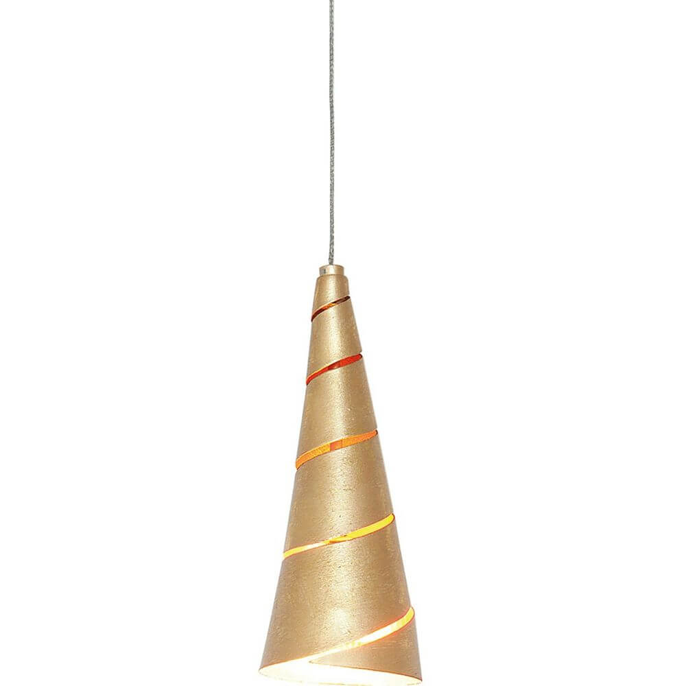 Pendelleuchte Innovazione Eisen Gold, elegante Eisenlampe in Gold mit Baldachin.