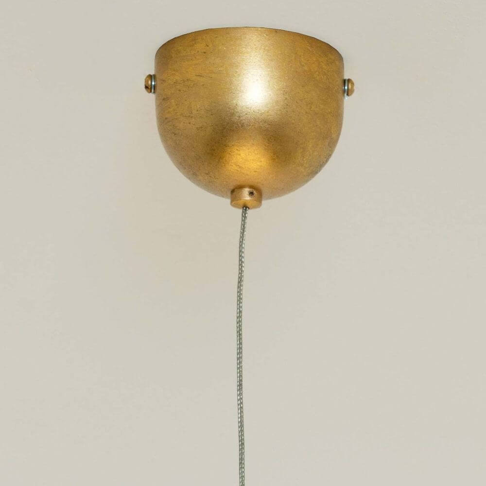 Pendelleuchte Suopare Eisen Gold mit goldener Deckenhalterung und grünem Kabel