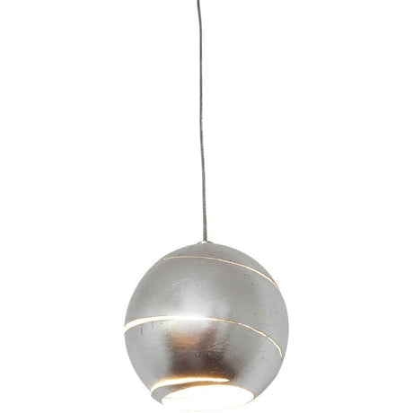 Hanglamp Suopare ijzer zilver in bolvormig design, glinsterend zilver met moderne accenten.