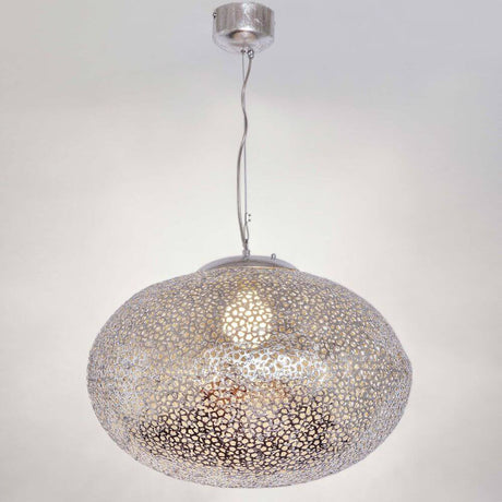 Lampa wisząca Utopistico żelazo srebrny w nowoczesnym designie z filigranową metalową plecionką.