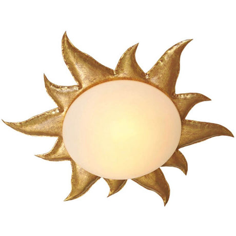 Plafondlamp met 2 lichtbronnen Sole Oro ijzer goud in zonontwerp met gouden accenten.