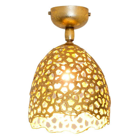 Plafoniera Girevole in ferro oro con design del paralume decorativo dorato.