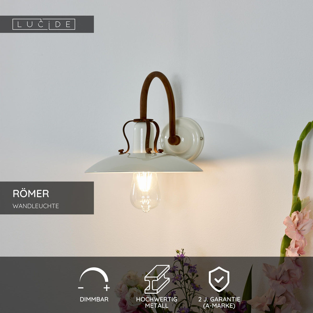 Wandleuchte Römer halbrund Beige (4)