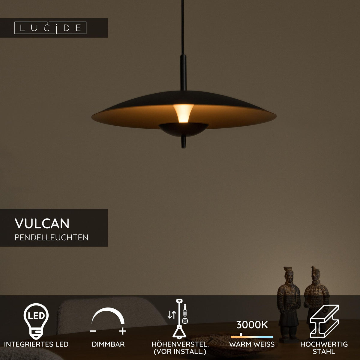 LED-Pendelleuchte Vulcan dimmbar Schwarz, Gold Ø 47cm (5)