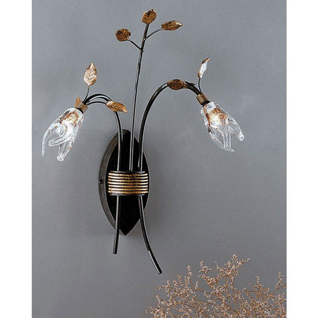 Millefoglie-seinävalaisin 2-lamppuinen kirkas lasi 38 cm, elegantilla muotoilulla ja kirkkailla lasielementeillä.