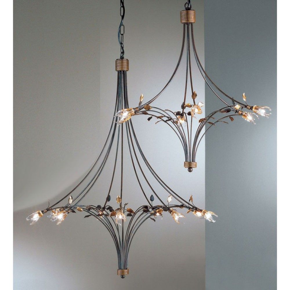 Millefoglie Krone 9-flammig Glas klar Ø 80cm, moderne Deckenleuchte mit elegantem Design und klaren Glaselementen.