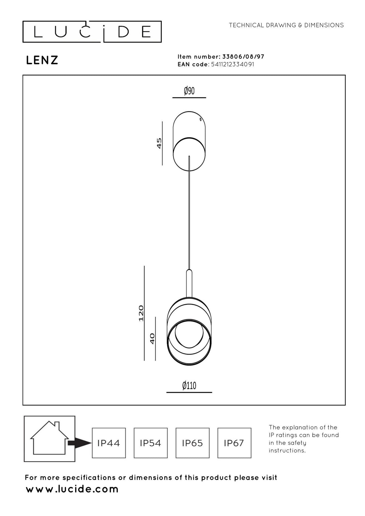 Außen-Pendelleuchte Lenz LED IP54 Rostfarben (4)