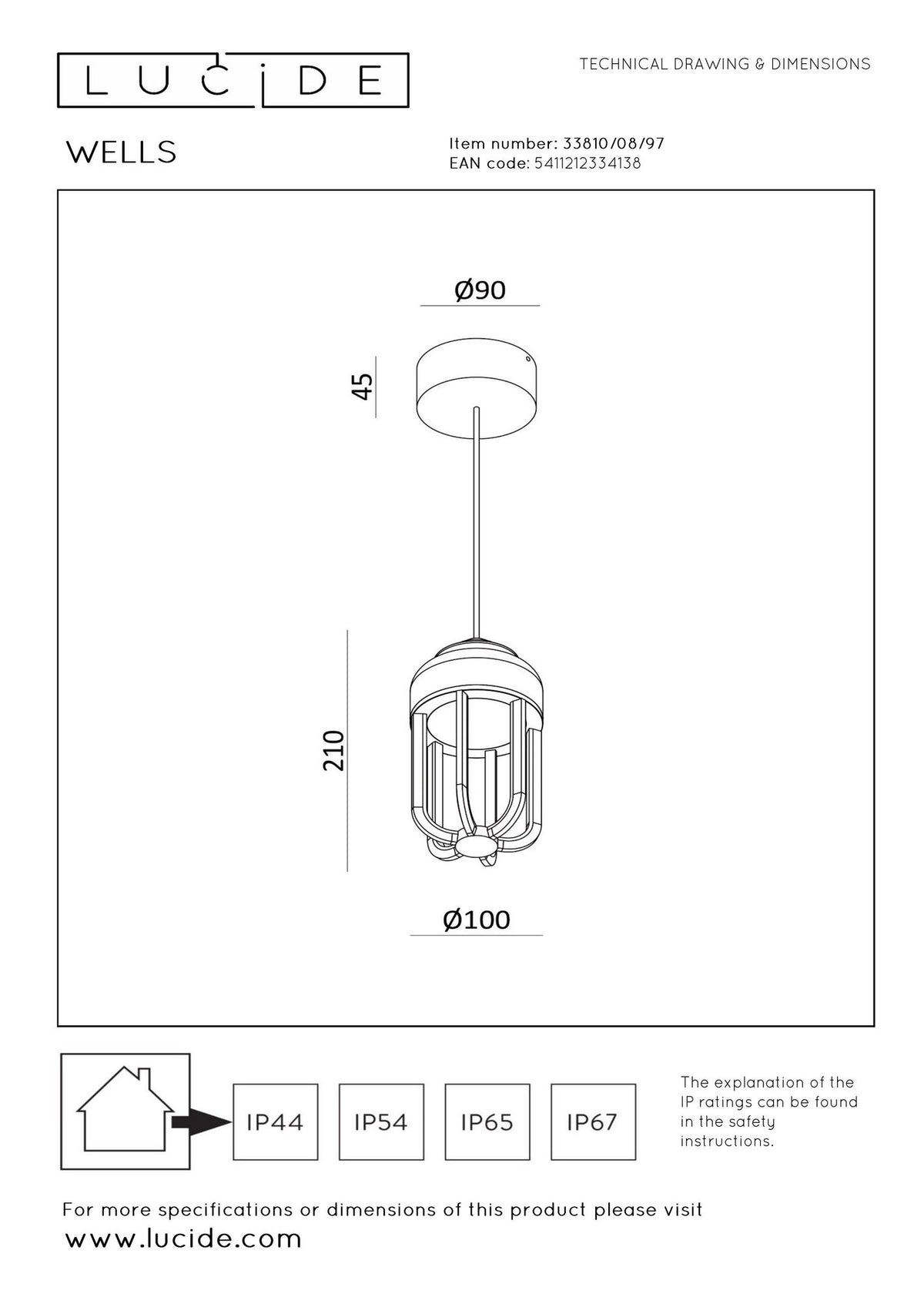LED-Außenpendelleuchte Wells IP54 (4)