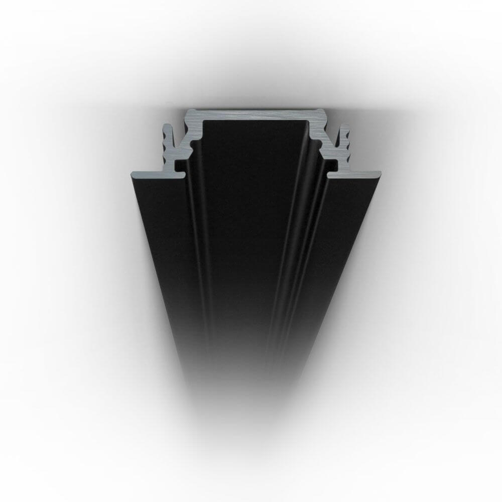 Einbauprofil flach 200cm Schwarz ohne Abdeckung für LED-Strips - hochwertiges Aluminiumprofil
