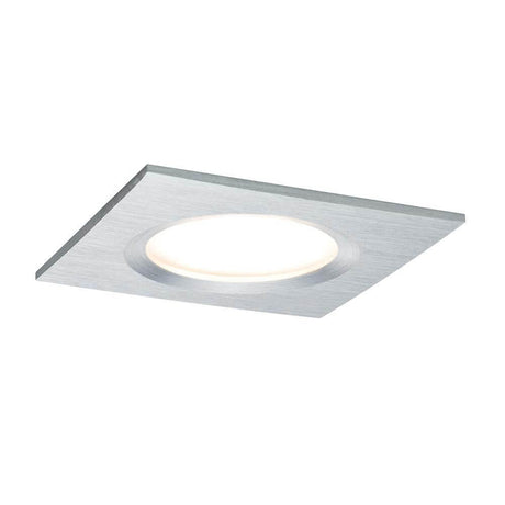 3er LED Einbauleuchten-Set Coin Slim IP44 eckig 6,8W Alu Dimmbar in Aluminium-Design, ideal für Deckeninstallationen.