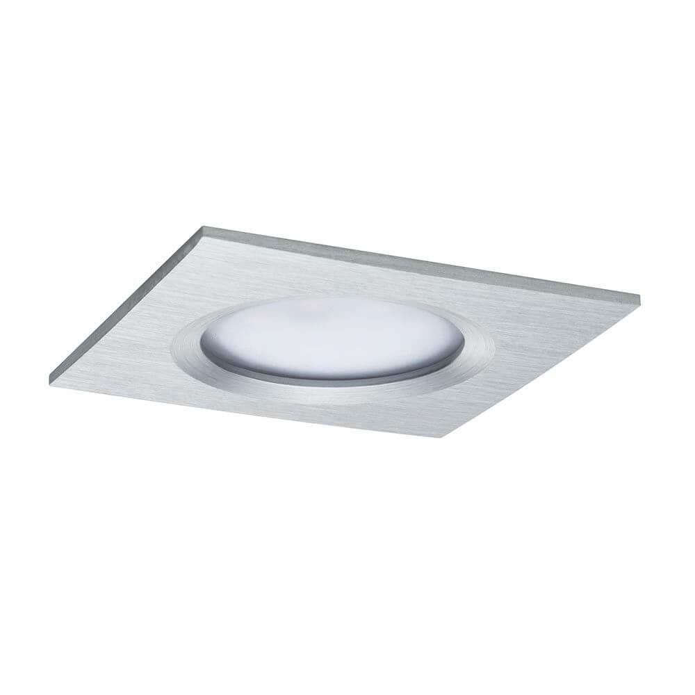 3er LED Einbauleuchten-Set Coin Slim IP44 eckig 6,8W Alu Dimmbar flache Deckenleuchte mit modernem Design.