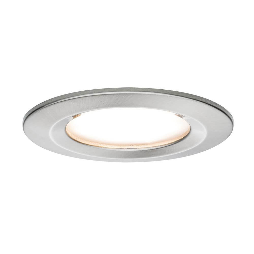 3er LED Einbauleuchten-Set Coin Slim IP44 rund 6,8W Eisen Dimmbar in modernem Design.
