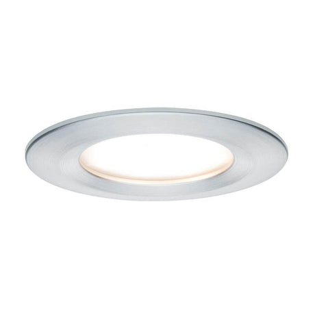 3-piece LED recessed light set Coin Slim IP44 round 6.8W aluminium dimmable with modern design in aluminium.