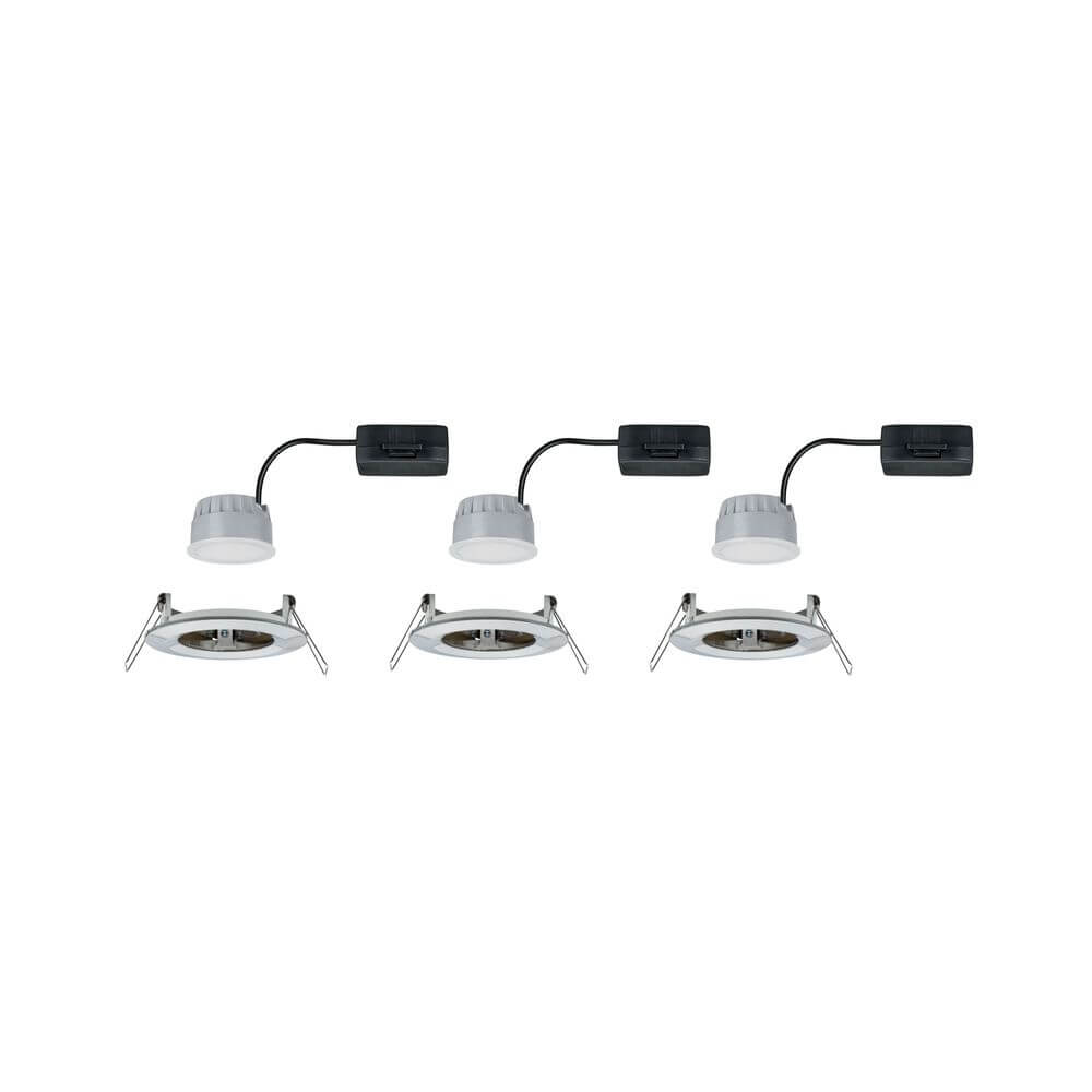 3er-Set Einbaulampe LED Nova rund 3-Stufen Dimmbar Eisen-Gebürstet - Set aus 3 Leuchten mit Modul.