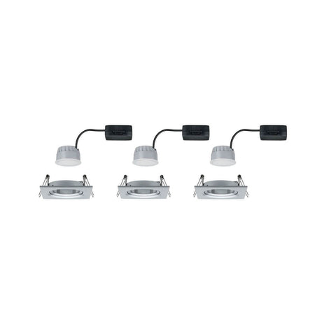 3er-Set Einbauleuchte LED Nova eckig 3-Stufen Dimmbar Alu-Gedreht, LED-Modul inkl. dimmbaren Leuchten.