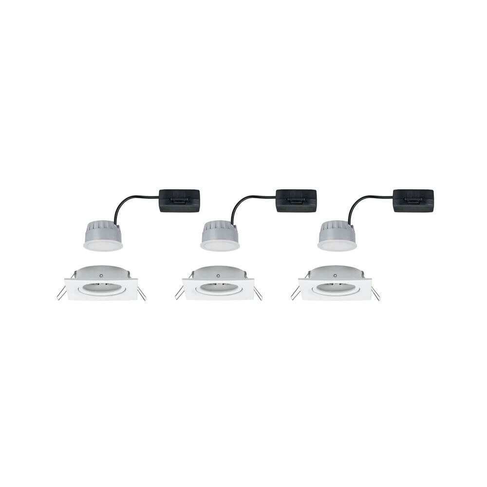 3er-Set Einbauleuchte LED Nova eckig 3-Stufen Dimmbar Weiß - Set aus 3 flachen LED-Leuchten mit 2700K Farbtemperatur.