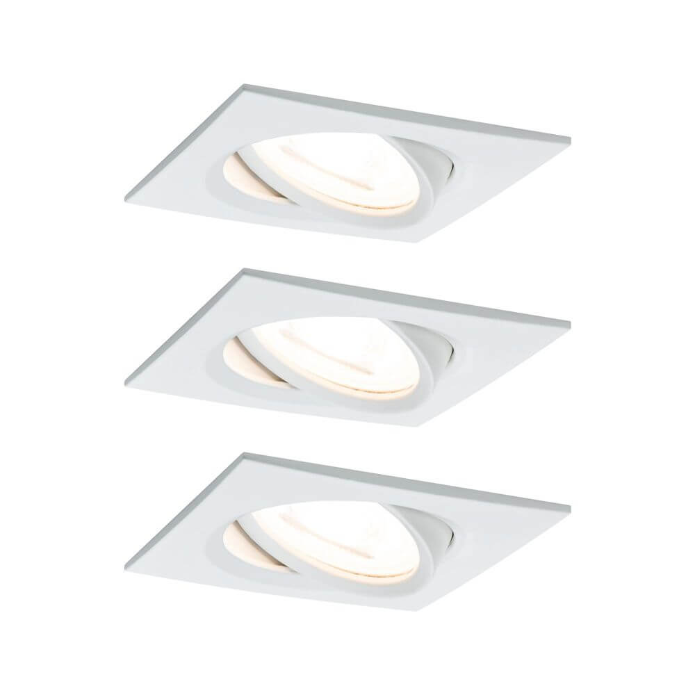 3er-Set Einbauleuchte LED Nova eckig 3-Stufen Dimmbar Weiß - Set aus 3 flachen LED-Leuchten in Weiß.