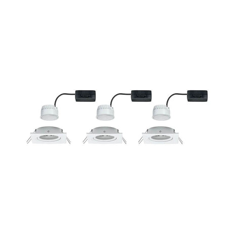 3-piece set of recessed light LED Nova square White - set of 3 slim LED lights for direct 230V connection.