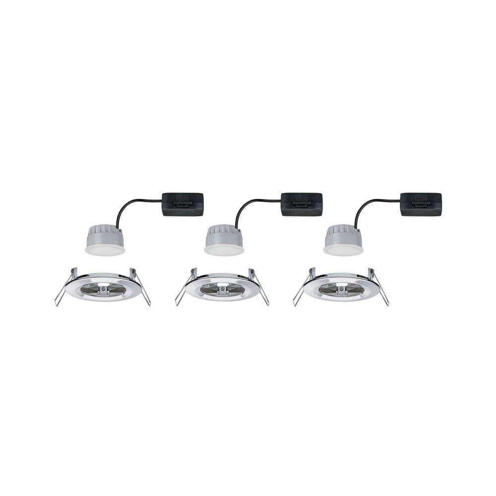 3er-Set Einbauleuchte LED Nova rund 3-Stufen Dimmbar Chrom in modernem Design