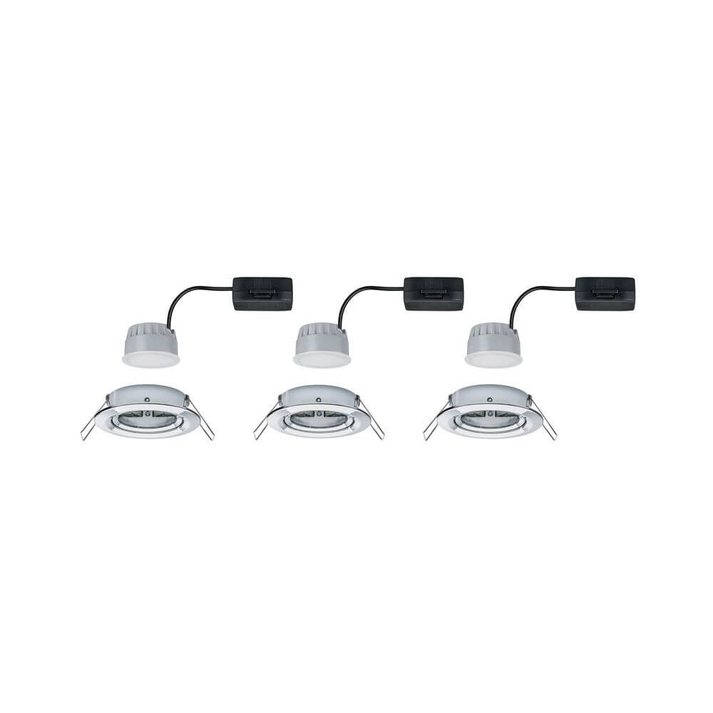 3er-Set Einbauleuchte LED Nova rund 3-Stufen Dimmbar Chrom - flache LED-Leuchten mit Chrom-Design.