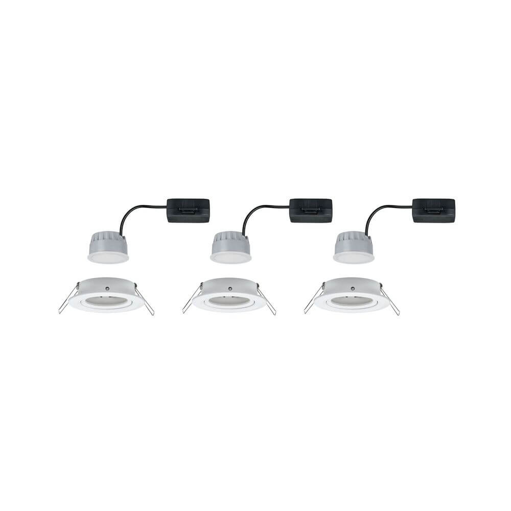 3er-Set Einbauleuchte LED Nova rund 3-Stufen Dimmbar Weiß - Flache LED-Leuchten mit warmweißem Licht für einfachen Einbau.