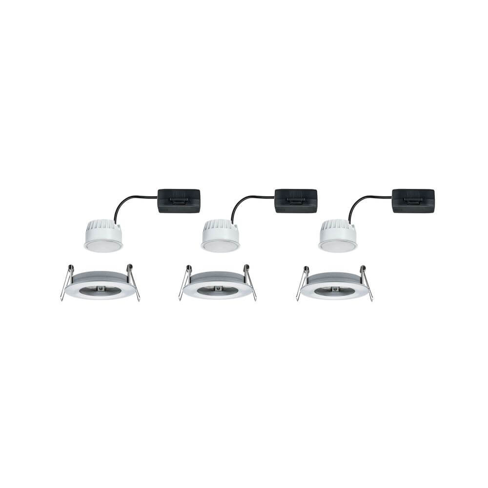 3er-Set Einbauleuchte LED Nova rund Alu-Gedreht – Set aus 3 flachen LED-Leuchten für geringen Hohlraum.