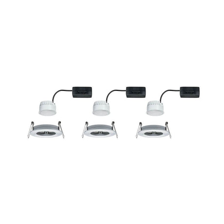 3-piece recessed spotlight set LED Nova round, aluminium-turned – set of 3 flat LED lights for shallow ceiling voids.