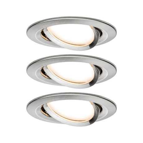 3er-Set Einbauleuchte LED Nova rund Eisen-Gebürstet – modernes Design mit warmweißem Licht