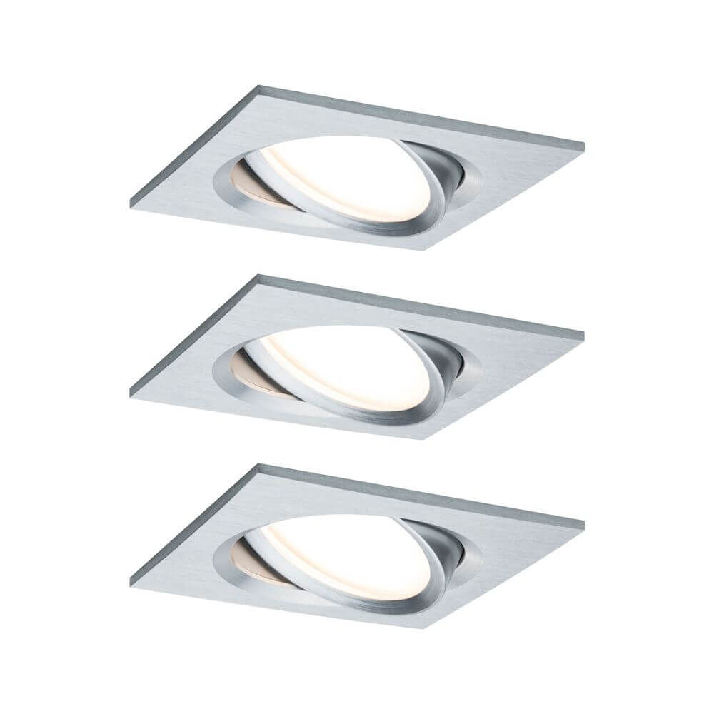 3er-Set LED Einbaulampe Nova Plus Coin Dimmbar 2700K Alu - modernes Design in Alu für effiziente Beleuchtung.