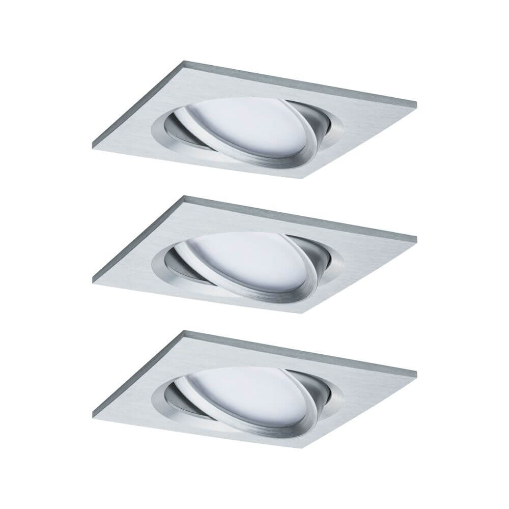 3er-Set LED Einbaulampe Nova Plus Coin Dimmbar 2700K Alu - modernes Design und energieeffiziente Beleuchtung.