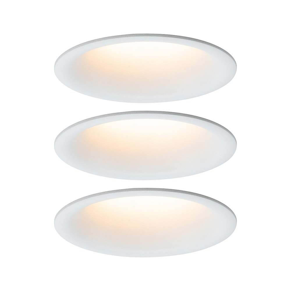 3er-Set LED Einbaulampen Cymbal Coin Warmdimmfunktion IP44 Weiß - stilvolle, minimalistische Einbauleuchten in Weiß.