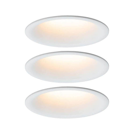 3-piece set LED Cymbal Coin Warmdim function recessed lights IP44 White - stylish, minimalist recessed lights in white.