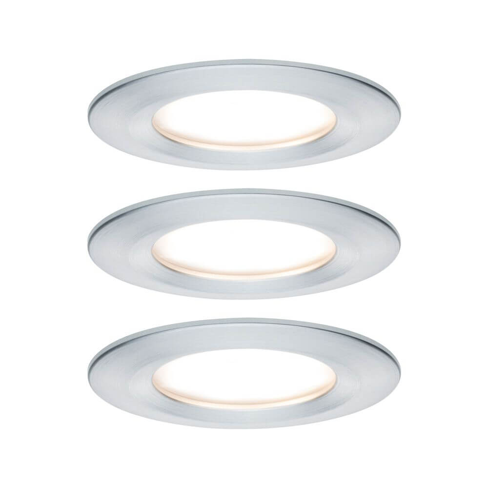 3er-Set LED Einbauleuchte Nova rund 3-Stufen Dimmbar Alu-Gedreht - flache Einbauleuchten in Aluminium.