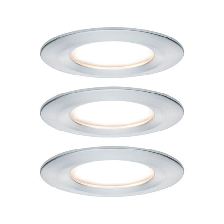 3-piece set LED recessed light Nova round 3-step dimmable alu-turned - flat recessed lights in aluminum.