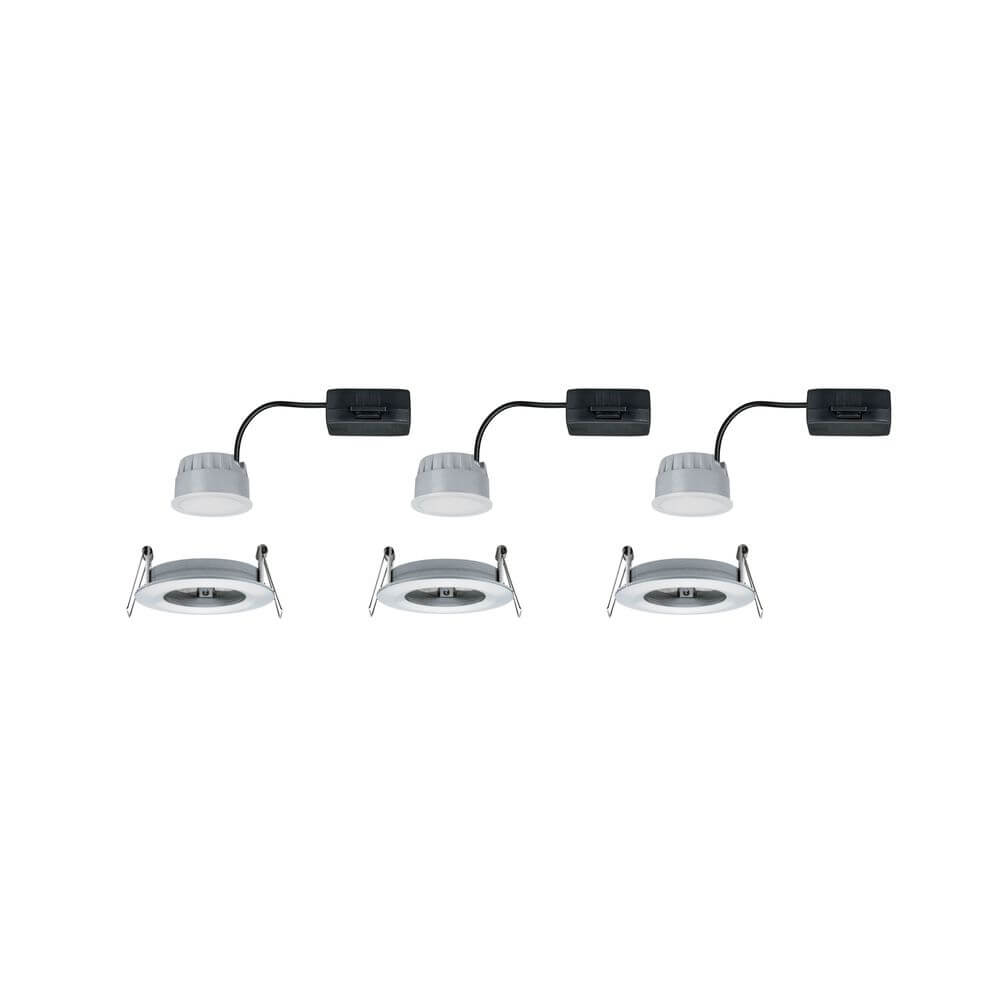 3er-Set LED Einbauleuchte Nova rund 3-Stufen Dimmbar Alu-Gedreht in modernem Design, ideal für schmale Hohlräume.