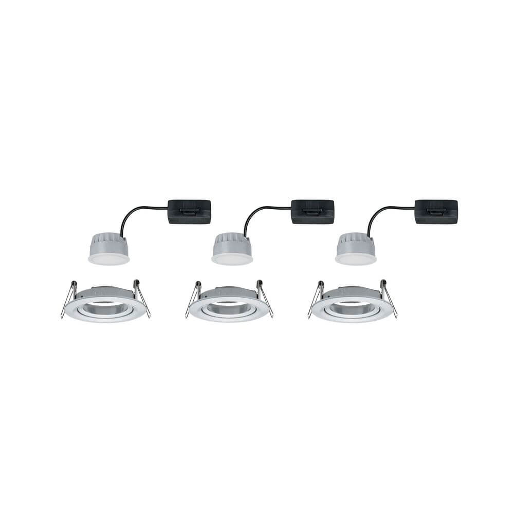3er-Set LED Einbauleuchte Nova rund 3-Stufen Dimmbar Alu-Gedreht, Set bestehend aus 3 flachen Leuchten für geringen Hohlraum.